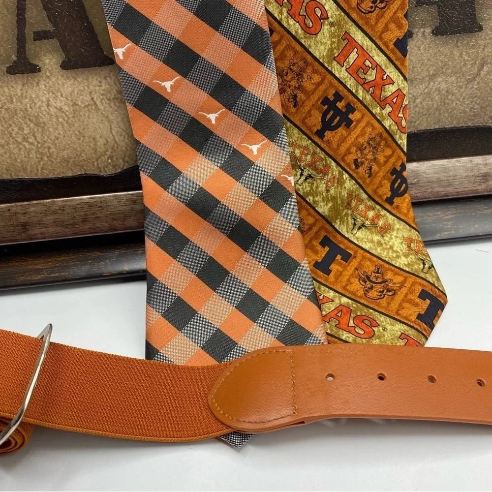 University of Texas UT Hook‎ ‘Em Horns 3 piece set, 2 Ties & Adjustable Belt